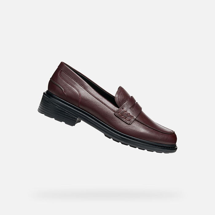 Leather loafers WALK PLEASURE WOMAN Wine | GEOX
