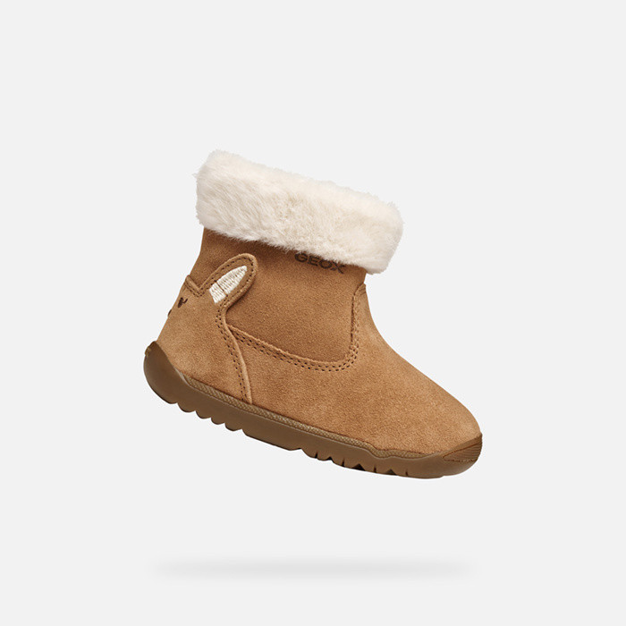 Fur-trimmed ankle boots MACCHIA BABY GIRL Whisky | GEOX