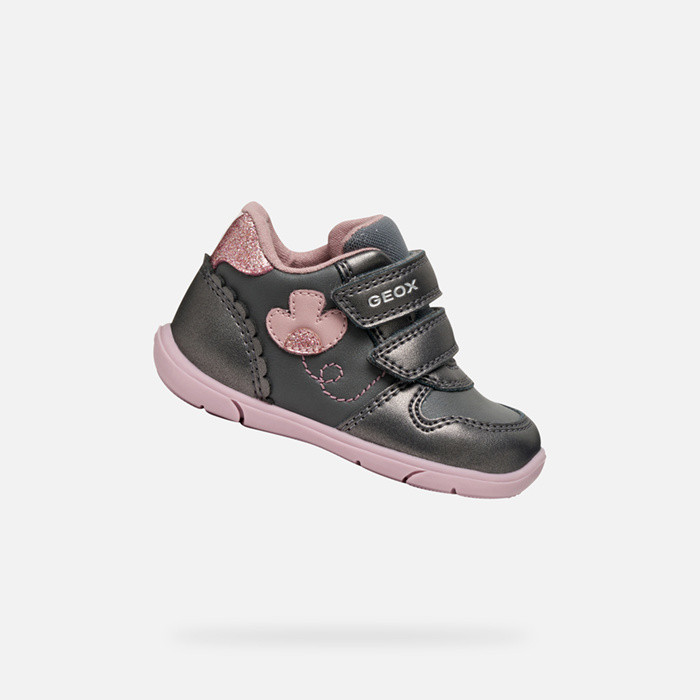 Sneakers with straps ZAPITO BABY GIRL Dark Grey/Rose | GEOX