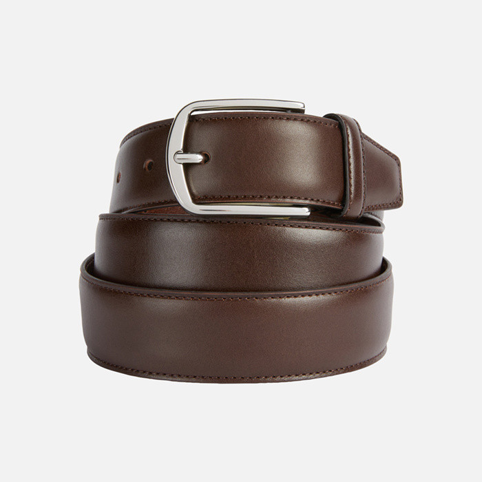 Leather belt BELT MAN Coffee | GEOX