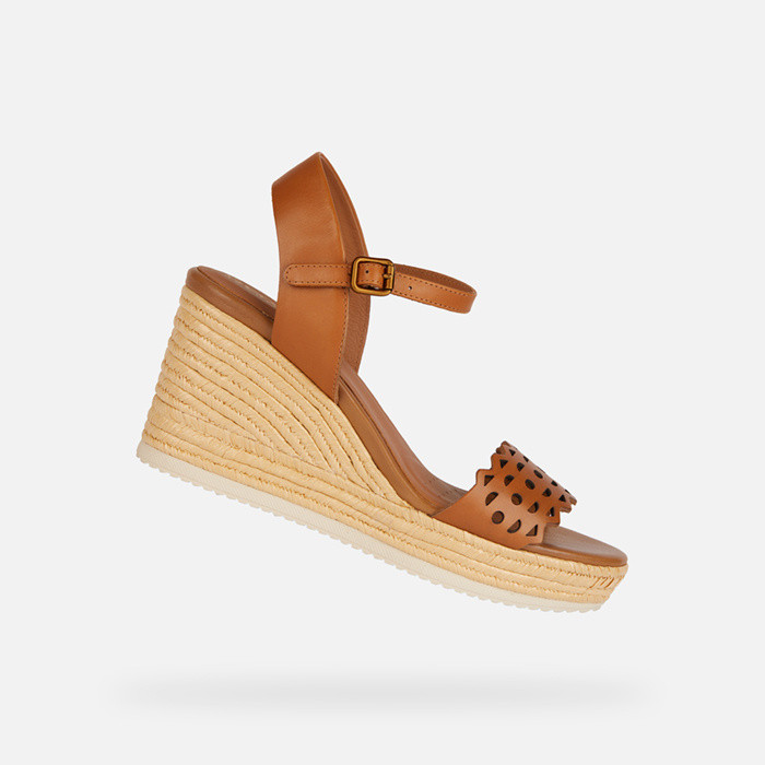 wedge sandals PONZA WOMAN Cognac | GEOX
