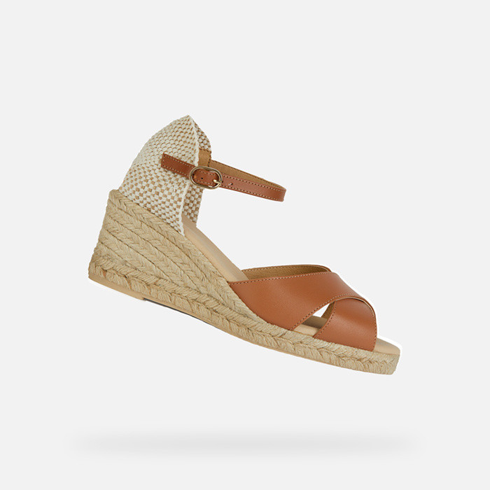 wedge sandals GELSA LOW WOMAN Cognac | GEOX