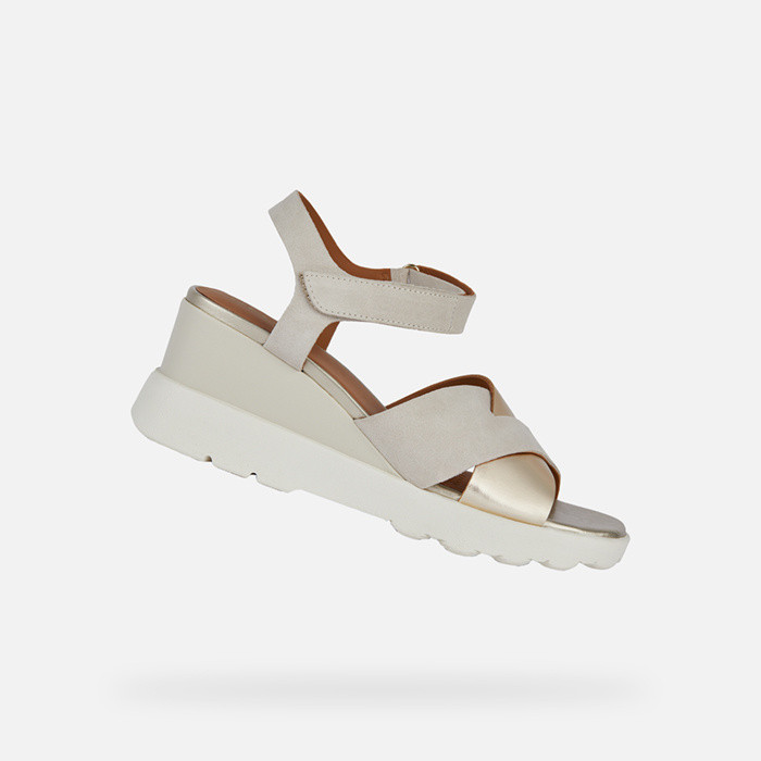 wedge sandals SPHERICA EC6 WOMAN Light sand/Light gold | GEOX
