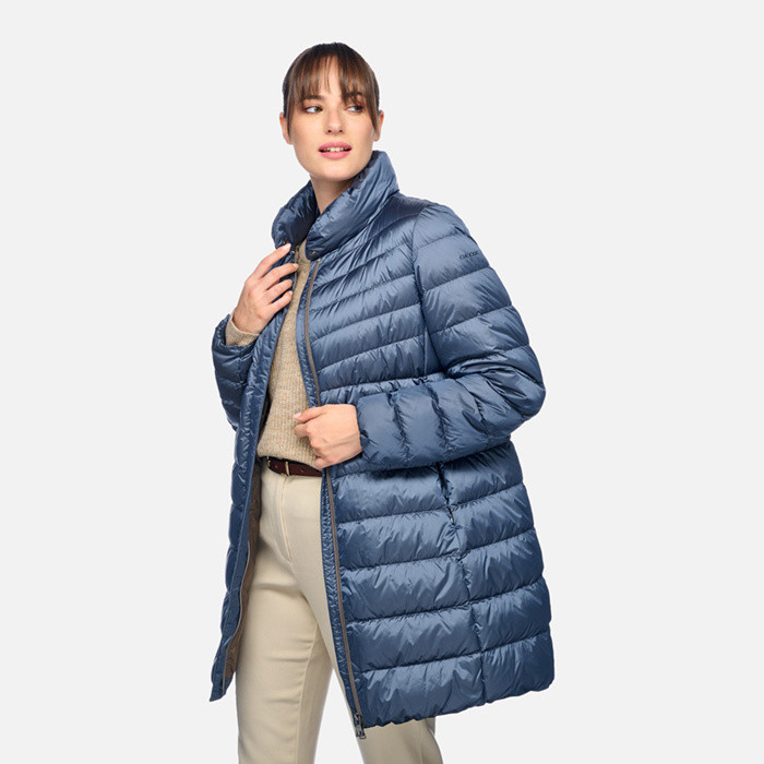 Full-length quilted coat JAYSEN WOMAN Dark infinity | GEOX