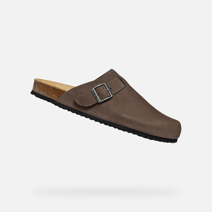 Slides shoes SANDAL GHITA MAN Dark Coffee | GEOX