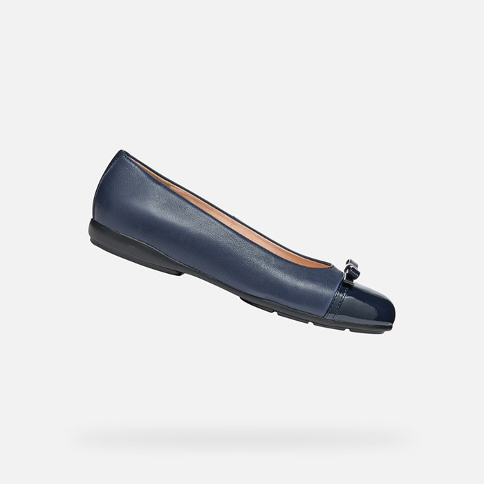 Leather ballerina flats ANNYTAH WOMAN Navy | GEOX
