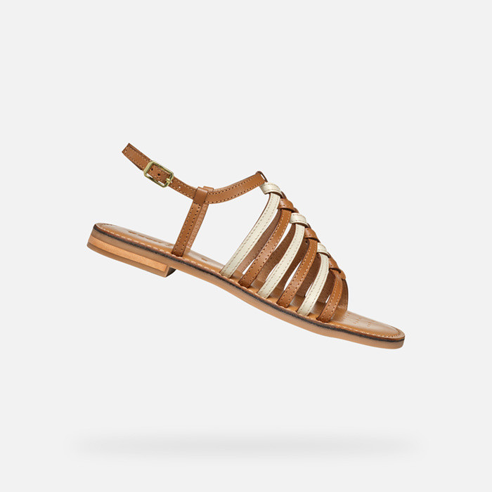 Flat sandals MADDALUSIA C WOMAN Camel/Papyrus | GEOX